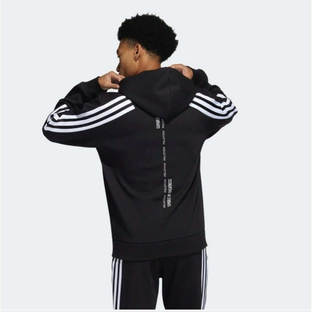 New Men's Adidas x Peloton FullZip Hoodie Jacket HG7894 Black - Picture 2 of 8